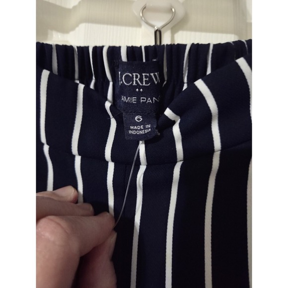 J. Crew Navy and White Striped Jamie Paint with Elastic Waistband - Picture 2 of 4